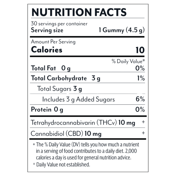 Focus Gummies Tropical 600mg (THCv & CBD) | 30 Count