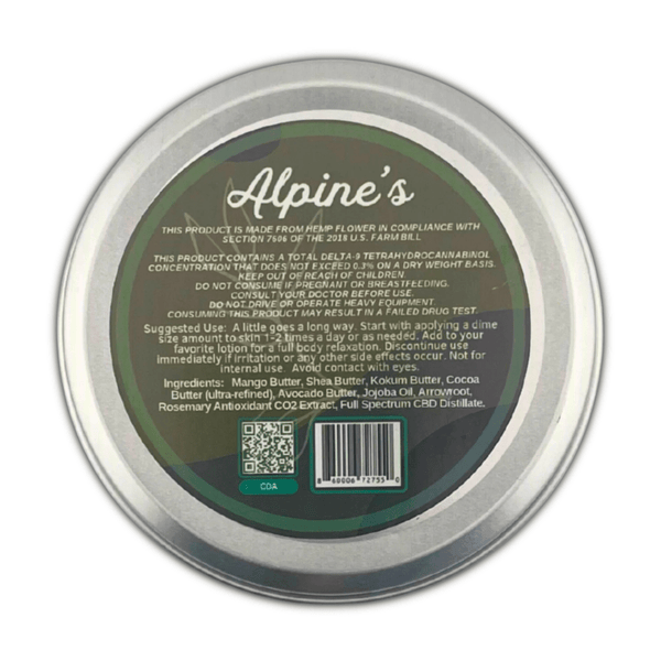 Alpines Body Butter 2500mg Full Spectrum CBD - sold by Green Treez Company