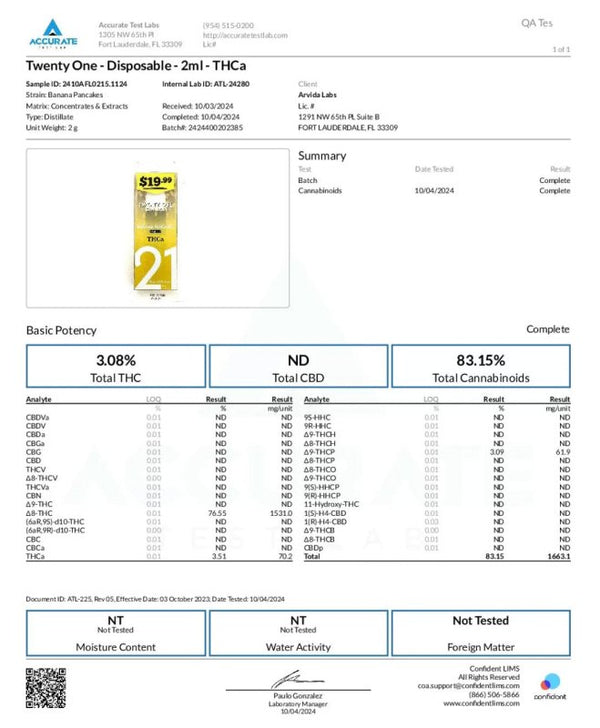 Banana Pancakes Disposable 1g THCa Delta 8 THCp - sold by Green Treez Company