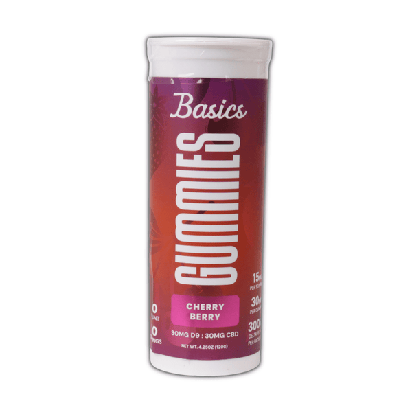 Basics Cherry Berry 1:1 30mg gummies - sold by Green Treez Company