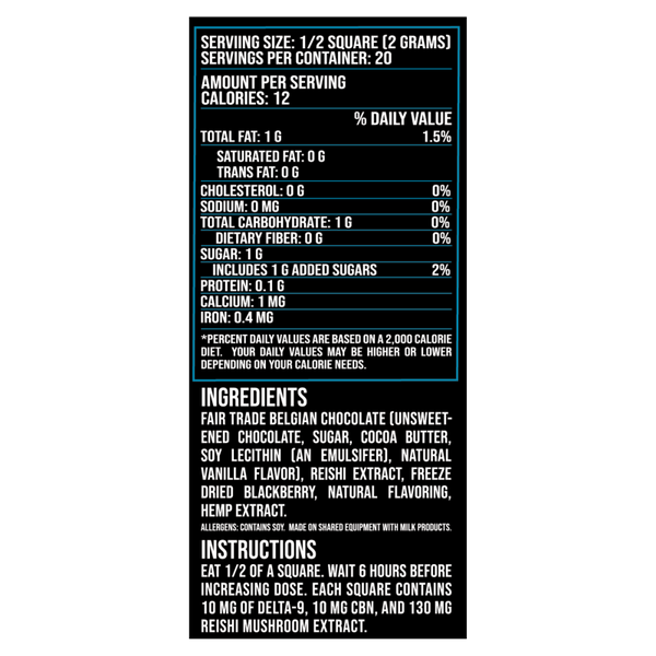 Berry Cake Dark Chocolate 30mg THC CBN Reishi - sold by Green Treez Company