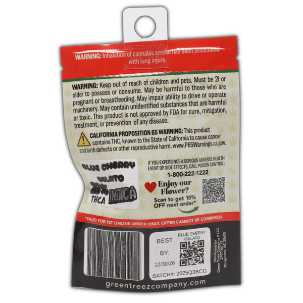 Blue Cherry Gelato THCa Flower - sold by Green Treez Company