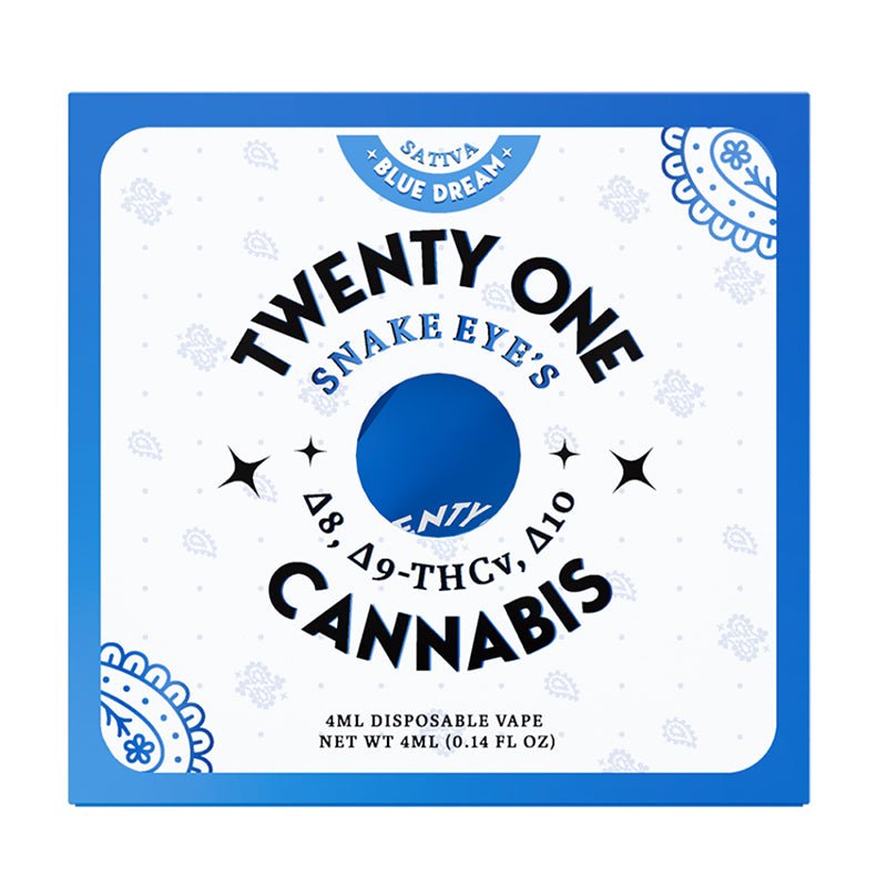 Twenty One Blue Dream Disposable | 4 grams | Delta 8 Delta 9 10 THCv Green Treez Company Twenty One Blue Dream Disposable | 4 grams | Delta 8 Delta 9 10 THCv Green Treez Company