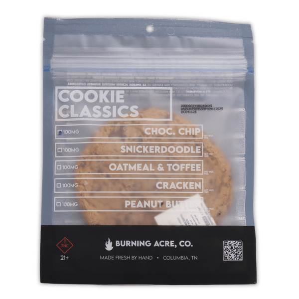 Burning Acre Classic Cookies 100mg Delta 9 THC - sold by Green Treez Company