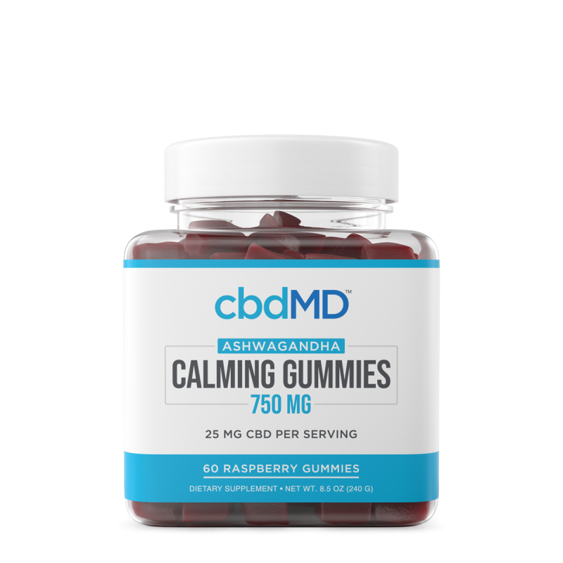 cbdMD CBD Ashwagandha Calming Gummies Raspberry 60 Pack | 750mg