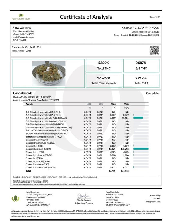 Cannatonic #3 Flower THCa 3.5g THCa - sold by Green Treez Company