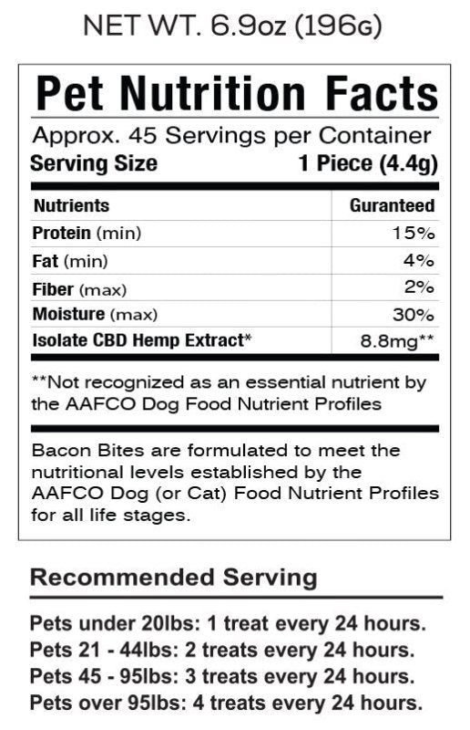CBD Dog Pet Chews Bacon Bites 400mg - sold by Green Treez Company