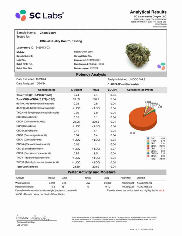 Chem Berry Flower 3.5g Premium - sold by Green Treez Company