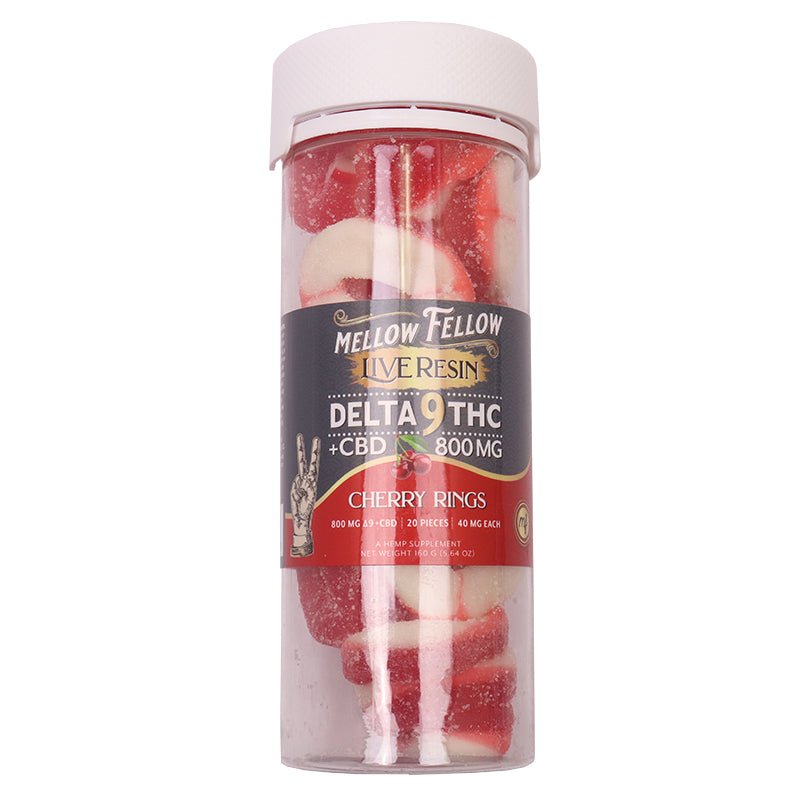 Mellow Fellow Cherry Rings Gummies | 800mg 20 Count | Delta 9 THC CBD Green Treez Company Mellow Fellow Cherry Rings Gummies | 800mg 20 Count | Delta 9 THC CBD Green Treez Company
