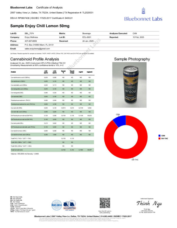 Chill Seltzer Lemon 55mg Delta 9 THC CBN - sold by Green Treez Company