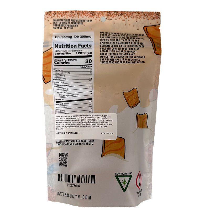 Better Budz of TN Toasted Cinnamon Bites | 500mg | Delta 8 9 THC Green Treez Company Better Budz of TN Toasted Cinnamon Bites | 500mg | Delta 8 9 THC Green Treez Company