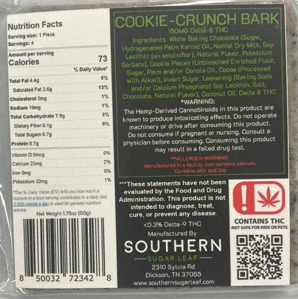 Cookie Crunch Chocolate Bark Delta 8 THC 150mg - sold by Green Treez Company