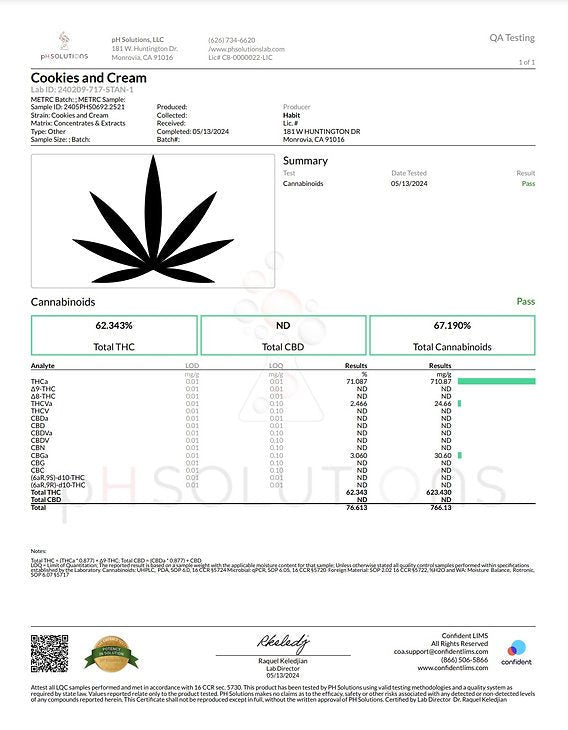 Cookies and Cream Hash 1g THCa - sold by Green Treez Company