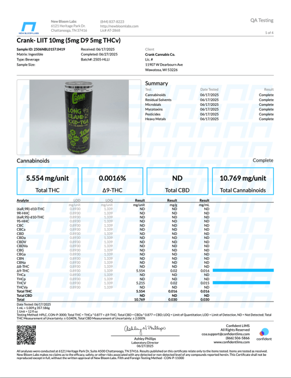 Crank THC Energy Drinks 10mg THC THCv - sold by Green Treez Company