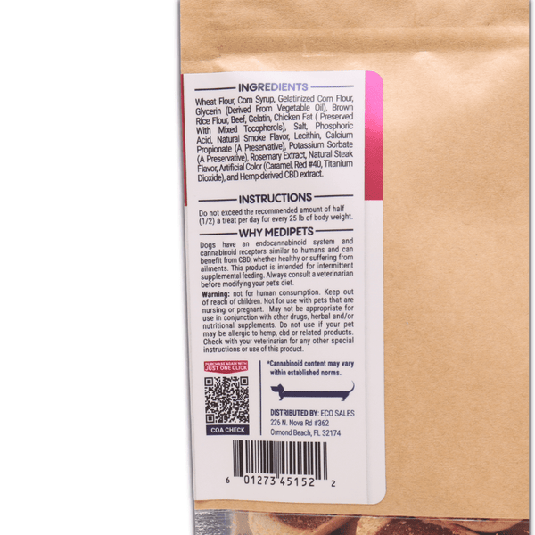 Curious Steak Treats 200mg CBD Dog Treats - sold by Green Treez Company