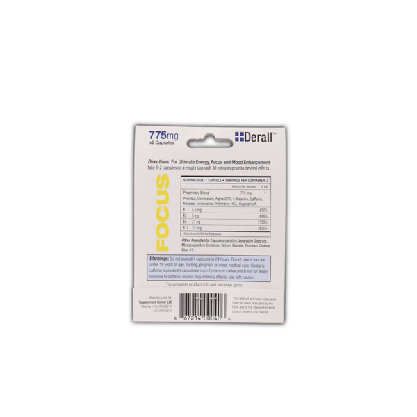 Derall 775mg Focus Capsules - sold by Green Treez Company