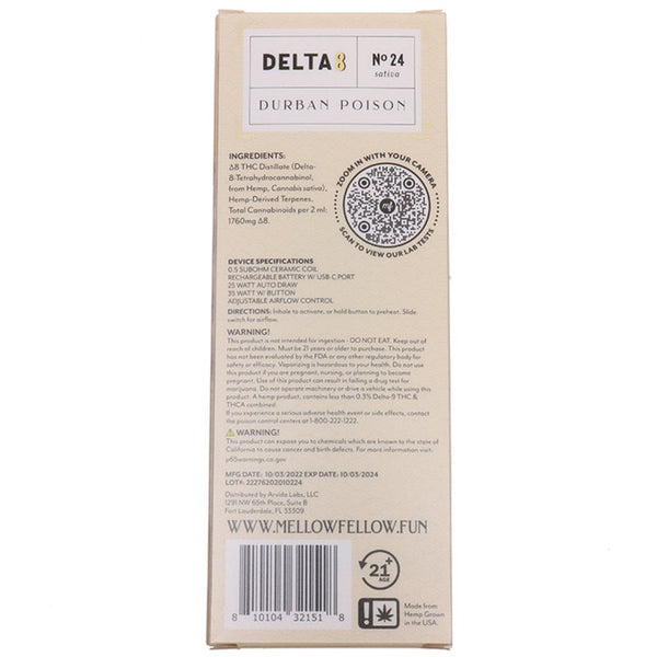 Durban Poison Disposable Delta 8 THC 2g - sold by Green Treez Company