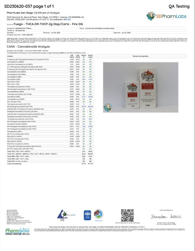 Fuego Fire OG Live Resin Disposable | 2 gram | THCa THCp Green Treez Company Fuego Fire OG Live Resin Disposable | 2 gram | THCa THCp Green Treez Company