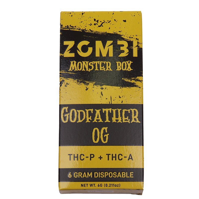 Zombi Godfather OG Monster Box Disposable | 6 grams | THCa THCp Green Treez Company Zombi Godfather OG Monster Box Disposable | 6 grams | THCa THCp Green Treez Company