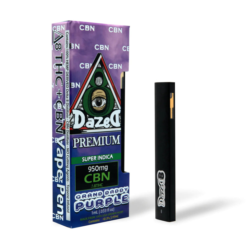 Dazed8 Granddaddy Purple Disposable | 1 gram | CBN Delta 8 THC Green Treez Company Dazed8 Granddaddy Purple Disposable | 1 gram | CBN Delta 8 THC Green Treez Company