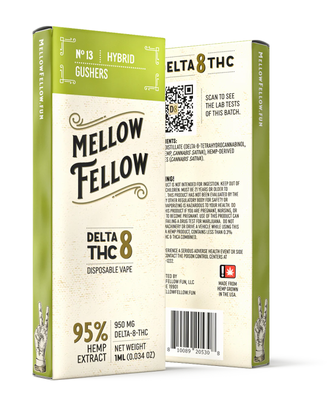 Mellow Fellow Gushers Disposable | 1 gram | Delta 8 THC Green Treez Company Mellow Fellow Gushers Disposable | 1 gram | Delta 8 THC Green Treez Company