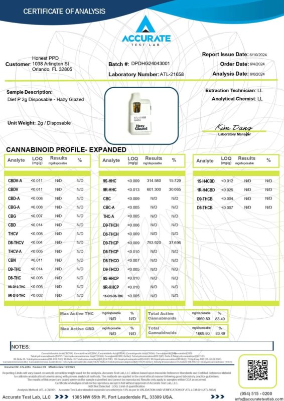 Hazy Glazed Disposable 2g THCp HHC - sold by Green Treez Company