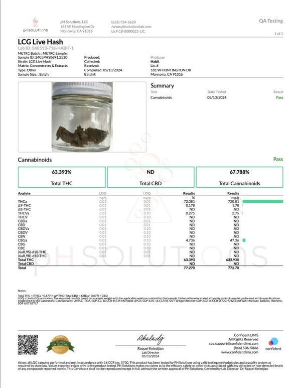 Lemon Cherry Hash Concentrate 1g THCa - sold by Green Treez Company