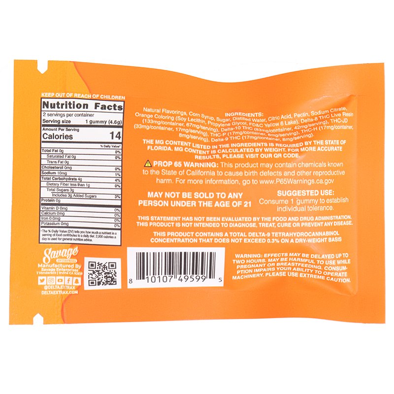 Delta Extrax Blood Orange Lights Out Gummies | 300mg | THCp THCjd ...