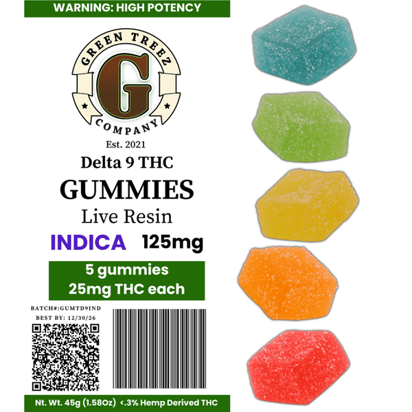Live Resin THC Gummies 125mg - Fruit Medley 5 Count - sold by Green Treez Company