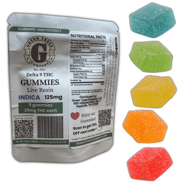 Live Resin THC Gummies 125mg - Fruit Medley 5 Count - sold by Green Treez Company