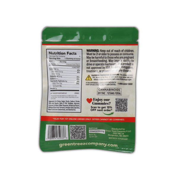 Live Resin THC Gummies 125mg - Fruit Medley 5 Count - sold by Green Treez Company