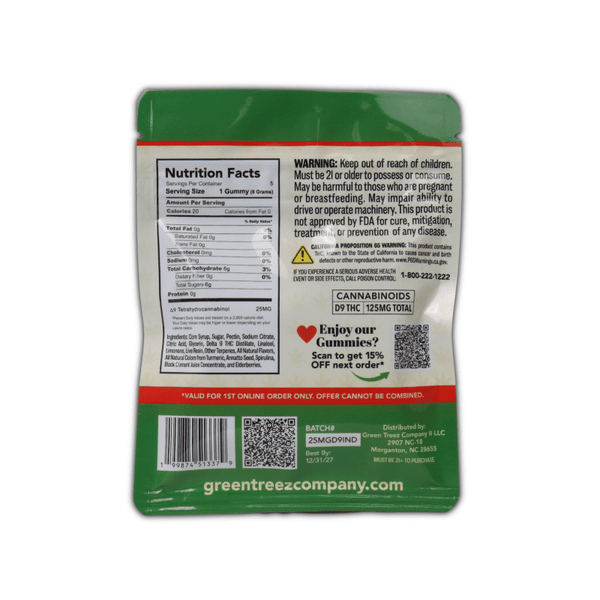 Live Resin THC Gummies 125mg - Fruit Medley 5 Count - sold by Green Treez Company