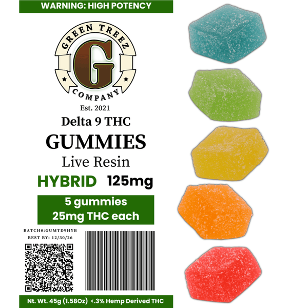 Live Resin THC Gummies 125mg - Fruit Medley 5 Count - sold by Green Treez Company