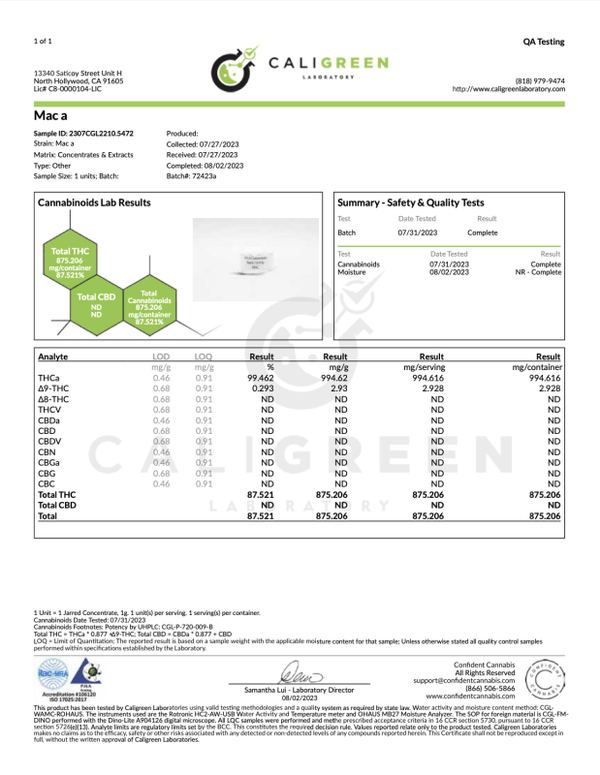 MAC Extract Concentrate Dab 1g THCa - sold by Green Treez Company