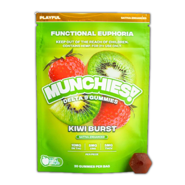 Munchies Kiwi Burst 10mg THC + 5mg CBG + 5mg THCV - sold by Green Treez Company