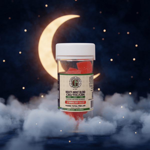 Nighty Night Strawberry Sleep Gummies 900mg THC CBN CBD - sold by Green Treez Company