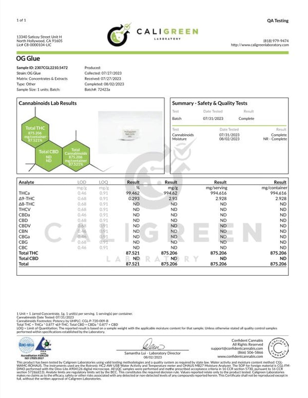 OG Glue Extract Concentrate Dab 1g THCa - sold by Green Treez Company