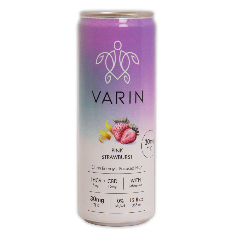 Varin Pink Strawburst Energy Seltzer | 50mg | Delta 9 THCv CBD Green Treez Company Varin Pink Strawburst Energy Seltzer | 50mg | Delta 9 THCv CBD Green Treez Company