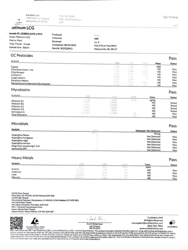 Platinum LCG THCa Flower - sold by Green Treez Company