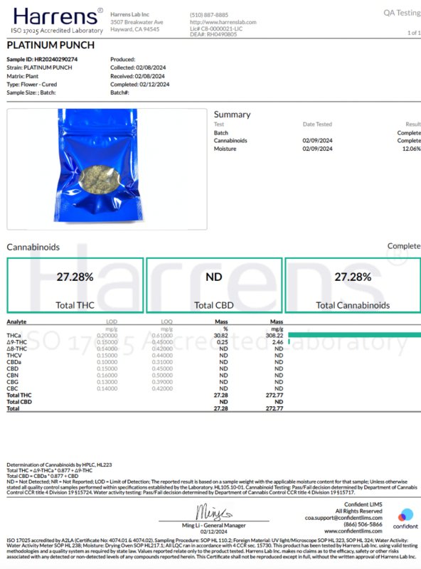 Platinum Punch Flower THCa - sold by Green Treez Company