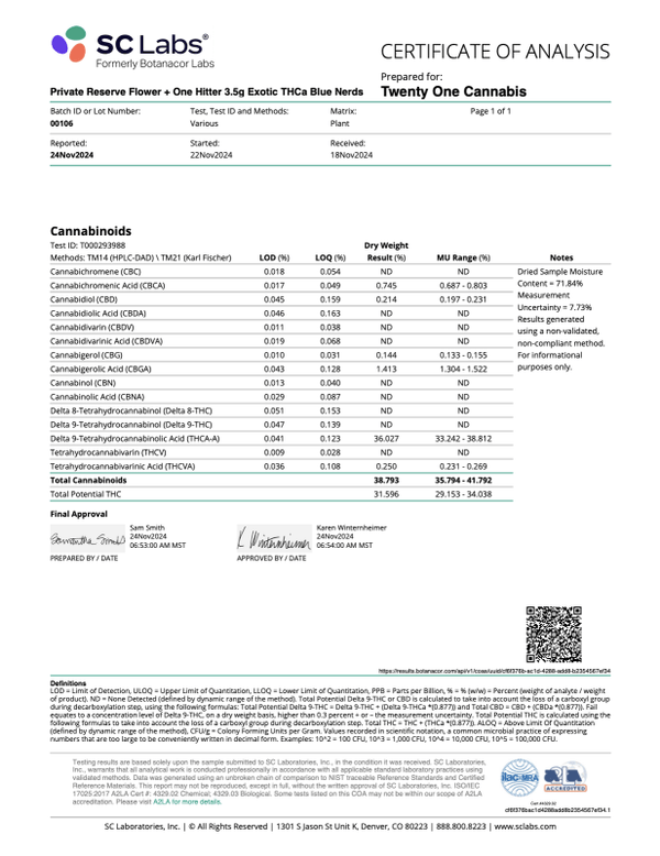 Private Reserve THCa Flower 3.5g One Hitter - sold by Green Treez Company