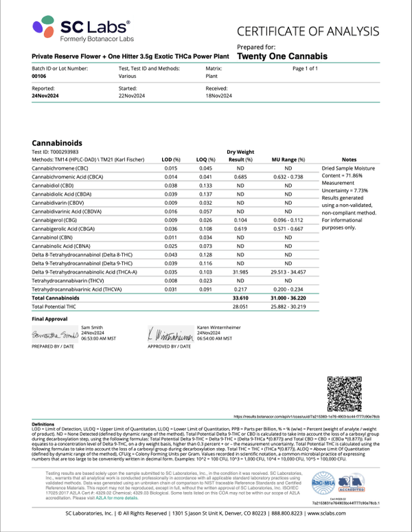 Private Reserve THCa Flower 3.5g One Hitter - sold by Green Treez Company