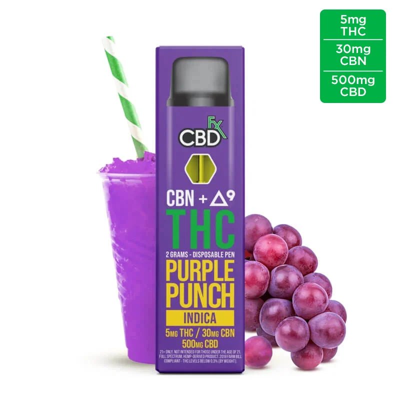 CBDfx Purple Punch Disposable | 500mg | CBN CBD Green Treez Company CBDfx Purple Punch Disposable | 500mg | CBN CBD Green Treez Company