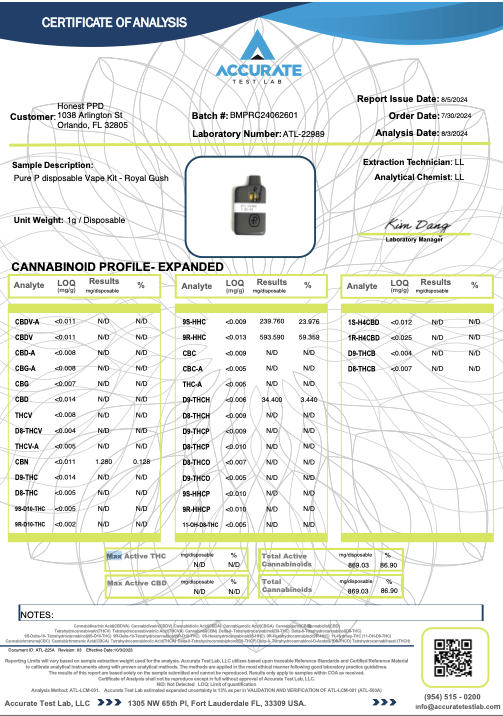 Royal Gush Disposable 1g Delta 8 THCp - sold by Green Treez Company