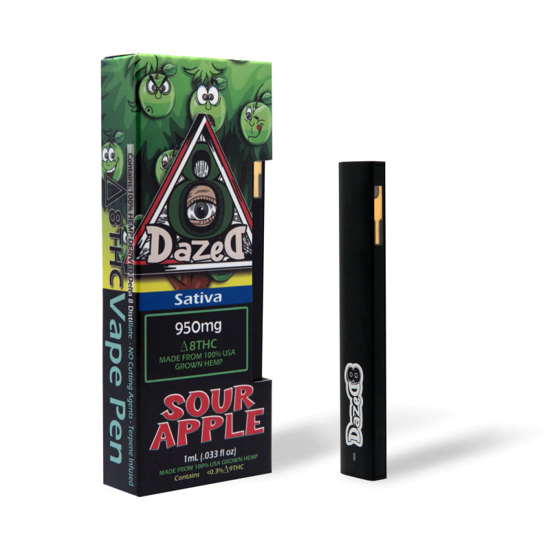 Dazed8 Sour Apple Disposable | 1 gram | Delta 8 THC Green Treez Company Dazed8 Sour Apple Disposable | 1 gram | Delta 8 THC Green Treez Company