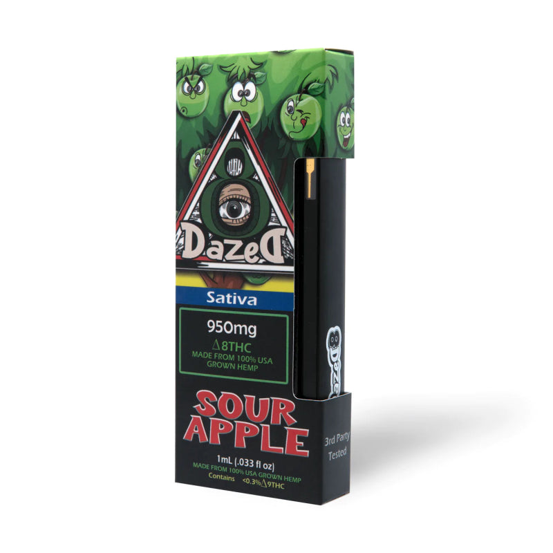 Dazed8 Sour Apple Disposable | 1 gram | Delta 8 THC Green Treez Company Dazed8 Sour Apple Disposable | 1 gram | Delta 8 THC Green Treez Company