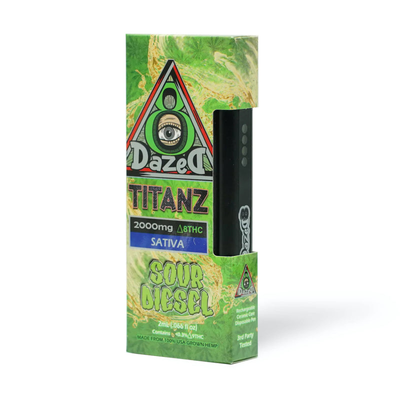 Dazed8 Sour Diesel Titanz Disposable | 2 grams | Delta 8 THC Green Treez Company Dazed8 Sour Diesel Titanz Disposable | 2 grams | Delta 8 THC Green Treez Company