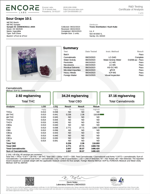 Sour Grape Kush Kube 60mg THC CBD 2 Count - sold by Green Treez Company