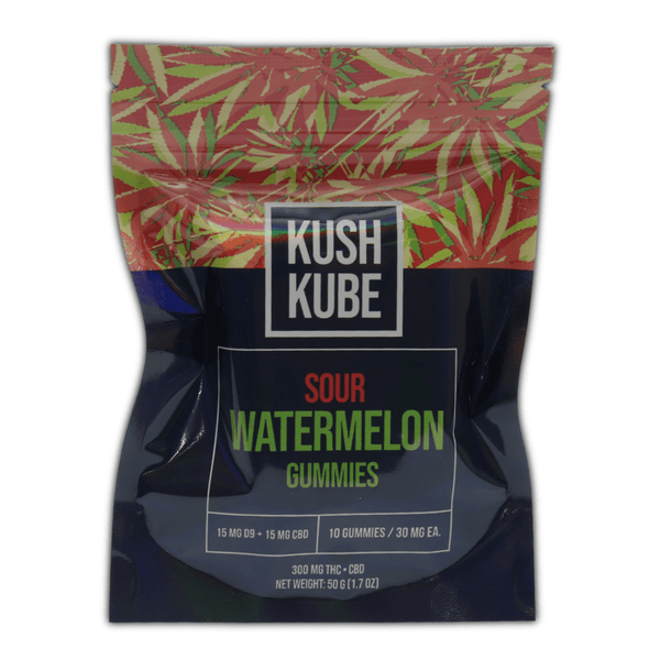Sour Watermelon Kush Kube 300mg THC CBD - sold by Green Treez Company