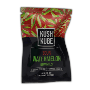 Sour Watermelon Kush Kube 60mg THC CBD 2 Count - sold by Green Treez Company